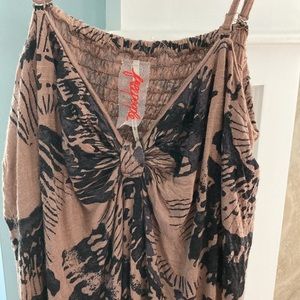 Free People brown & black removable strap tunic tank top
